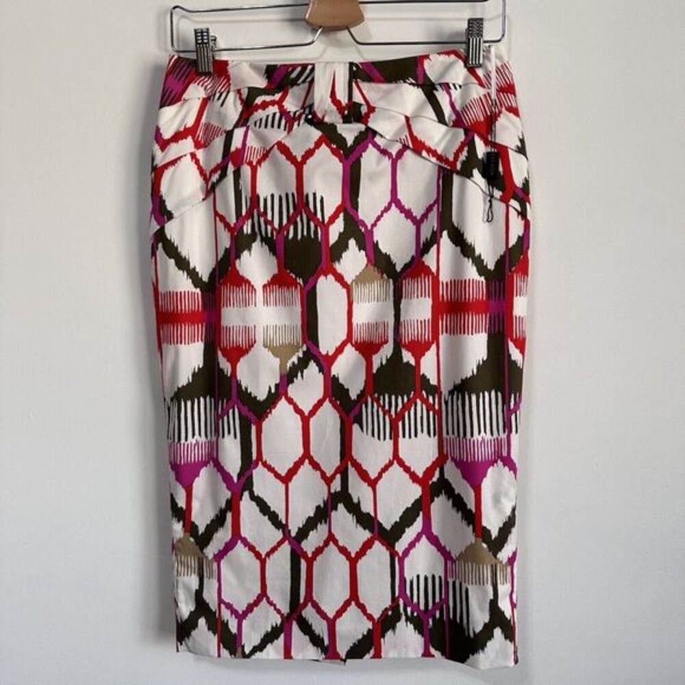 Escada‎ Skirt Pencil Lined Designer Knee Length Abstract 14" Waist Size 6/8 Work